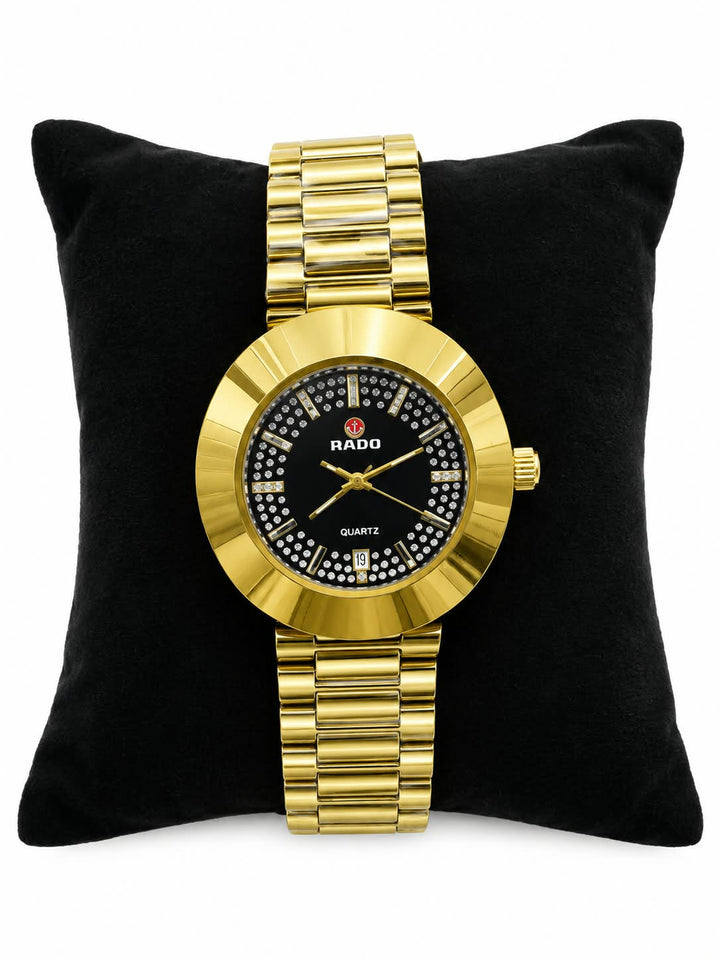 Rado Inspired Quartz Watch | Elegant Stylish Dial Design With Premium Finish - Black