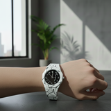 Black Aura Watch Elegant Design Durable Build Comfortable Strap Clear Display Perfect For Daily Wear And Special Occasions