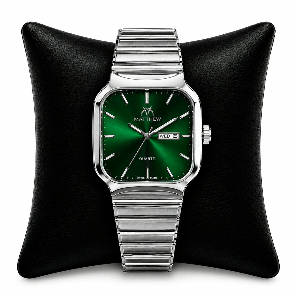 ⌚ Matthew Men’s Luxury Quartz Watch – Silver & Black
