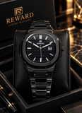 Men's Black Stainless Steel Ultra Thin Quartz Watch
