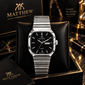 ⌚ Matthew Men’s Luxury Quartz Watch – Silver & Black