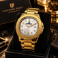 Men's Gold Plated Date Watch with Chain Strap