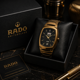 Men's Stainless Steel Watch Black Gold Quartz