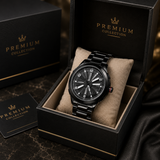Premium Men's Fashion Watch | Black, Green & Red Dial