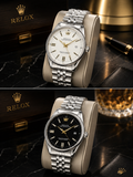 Luxury Silver Men’s Watch – Classic White & Black Dial
