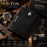 Savfox PU Leather Outlet Pocket Card Holder Wallet for Men – Slim, Stylish & Durable - Stylish Wallets For Men - BLACK