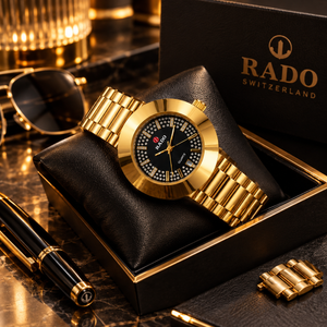 Rado Inspired Quartz Watch | Elegant Stylish Dial Design With Premium Finish - Black