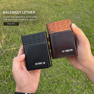 Premium Leather Wallet for Men Black Brown Croc Texture