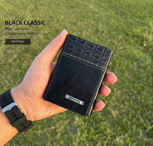 Premium Leather Wallet for Men Black Brown Croc Texture