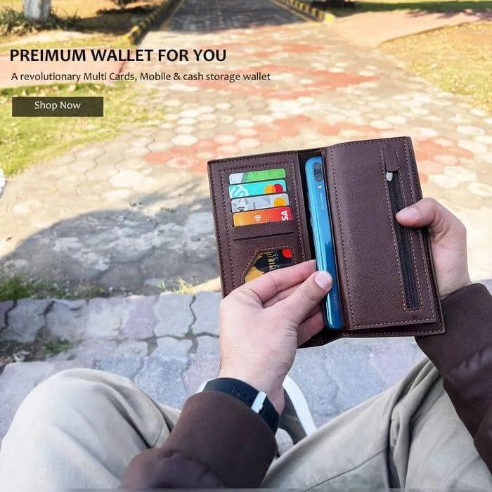 Men's Premium Leather Wallet Multicolor Long Design