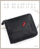 Men's Zipper Wallet Brown Black Leather M Logo