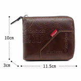 Men's Zipper Wallet Brown Black Leather M Logo
