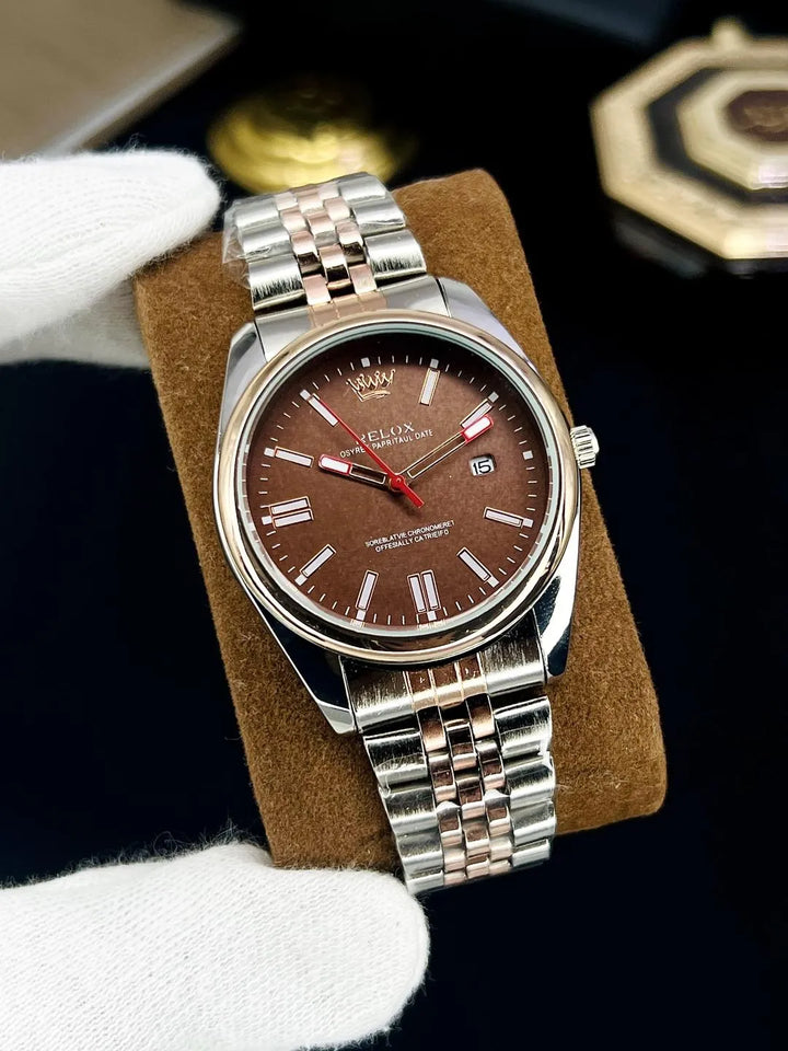 Luxury Silver Men’s Watch – Classic White & Black Dial