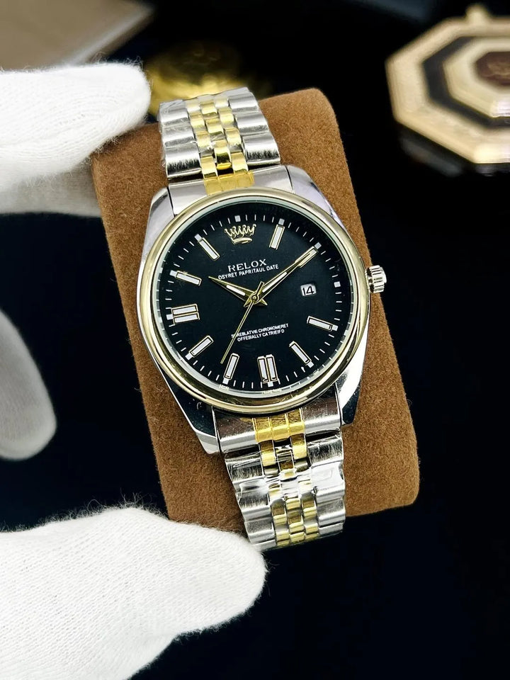 Luxury Silver Men’s Watch – Classic White & Black Dial