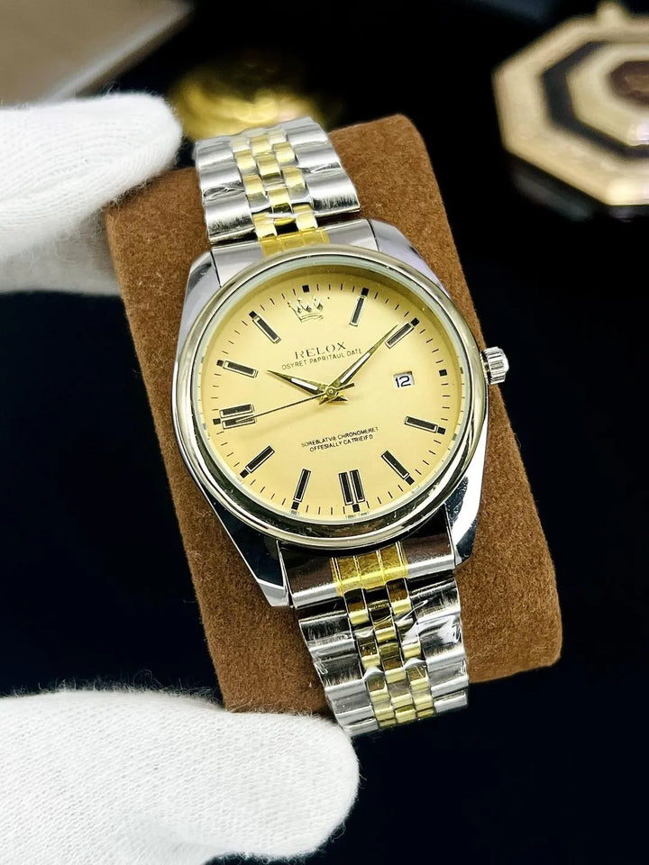 Luxury Silver Men’s Watch – Classic White & Black Dial