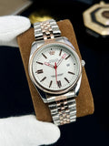 Luxury Silver Men’s Watch – Classic White & Black Dial