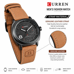 CURREN Men's Fashion Watch | Brown Leather Strap