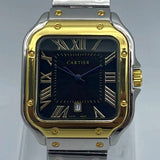 Men’s Square Watch – Stainless Steel Gold Plated Case, Black Dial