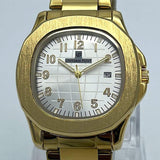 Men's Gold Plated Date Watch with Chain Strap