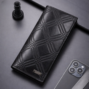 LB-519 Executive Style Trifold Long Wallet for Men & Women - Black
