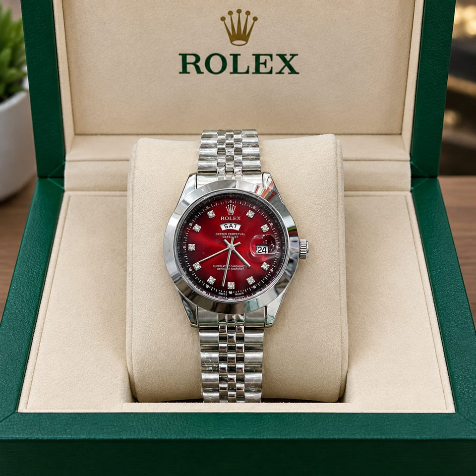 Rolex Stylish Dial Watch Classic Analog Wristwatch For Men - Blue