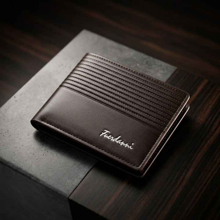 Fuerdanni Luxury Classic Bifold Wallet – Elegant Textured Synthetic Leather Wallet for Men - Brown