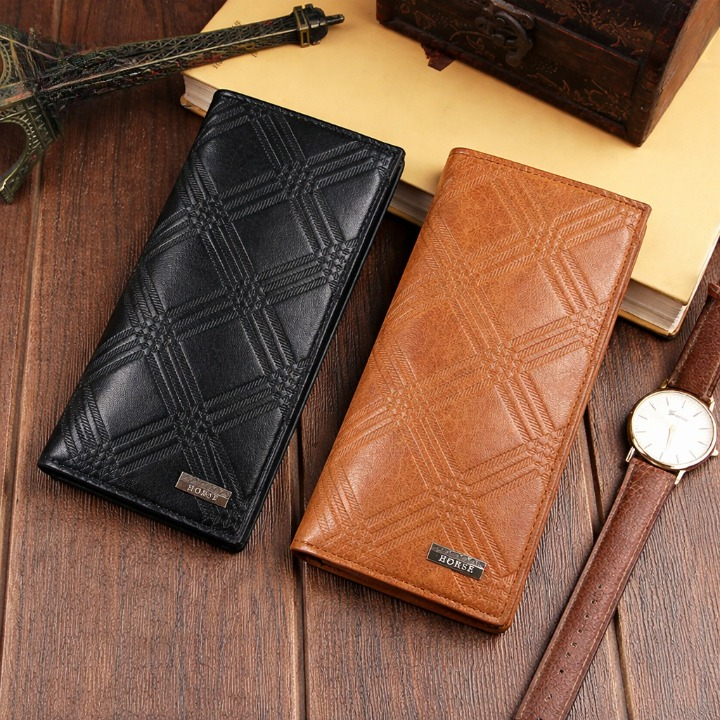 LB-519 Executive Style Trifold Long Wallet for Men & Women - Black