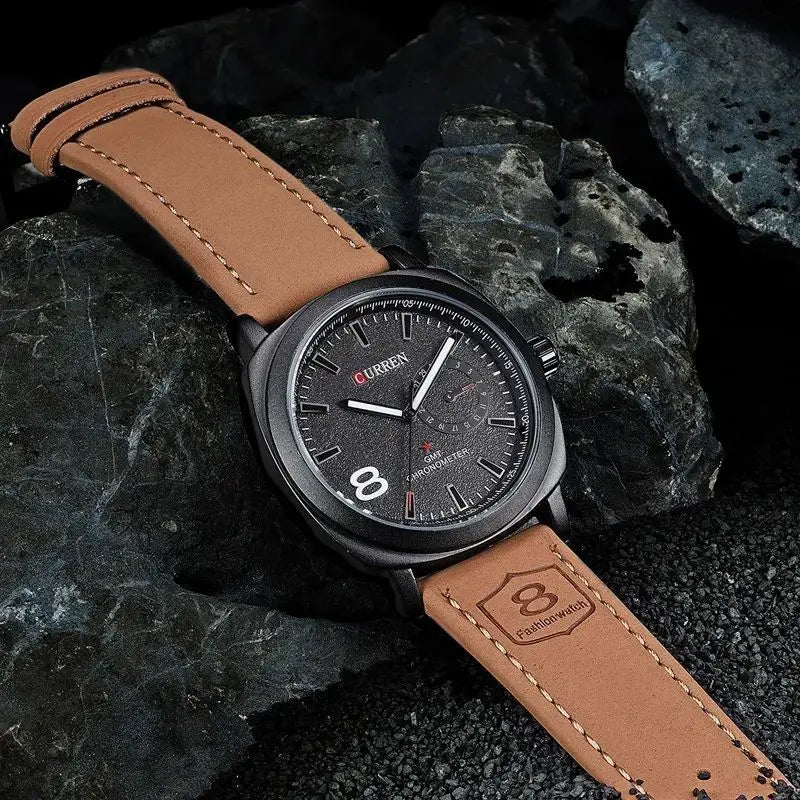 CURREN Men's Fashion Watch | Brown Leather Strap